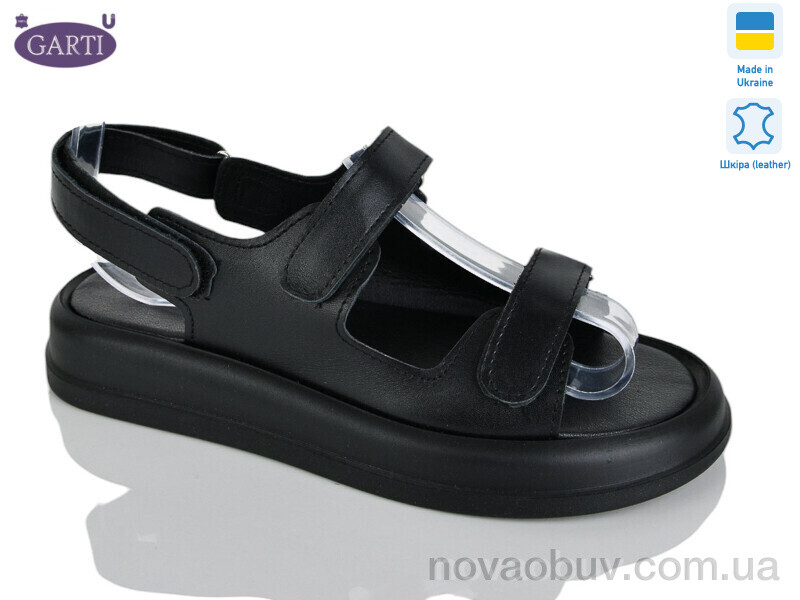 Босоніжки Garti 0118 чорна шкіра