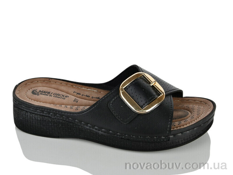 Шльопанці Lot Shoes 003 чорний шкіра