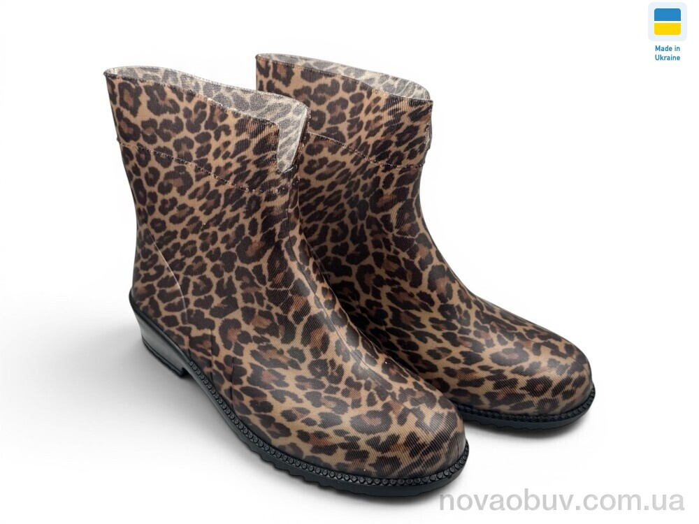 Гумове взуття Rai shoes Леопард коричневий