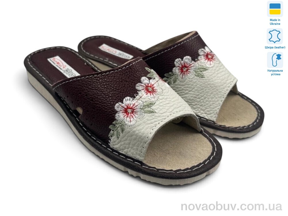 Капці Rai shoes 004-2 бордово-білий