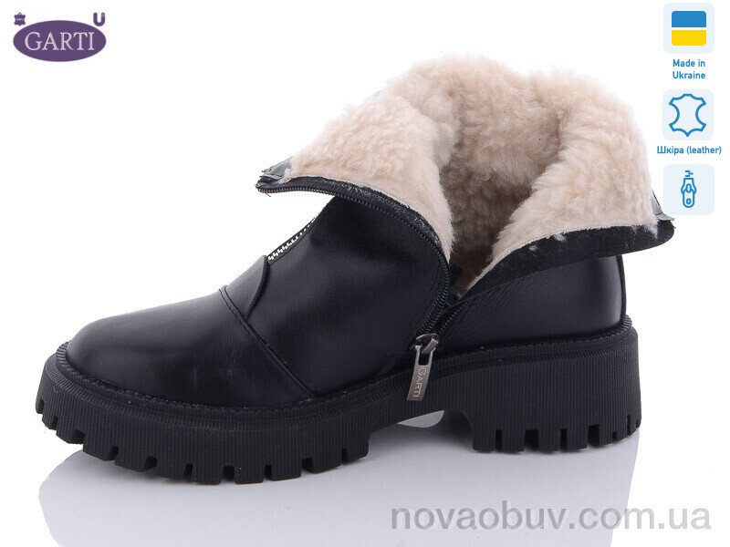Черевики Garti 305 чорна шкіра хутро