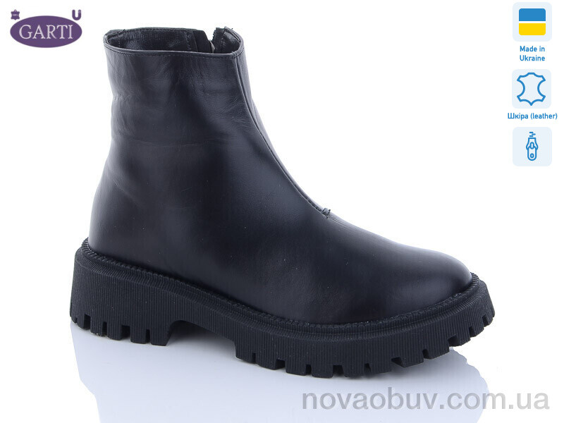 Черевики Garti 6723 чорна шкіра хутро