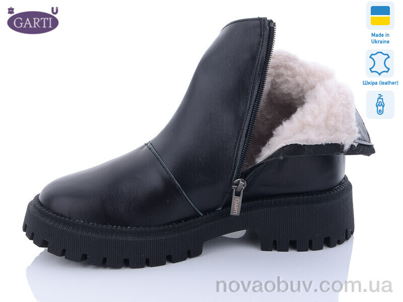Черевики Garti 6723 чорна шкіра хутро
