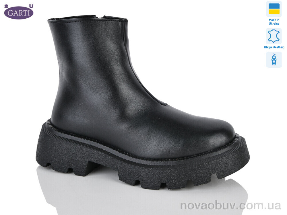 Черевики Garti 6725 чорна шкіра хутро
